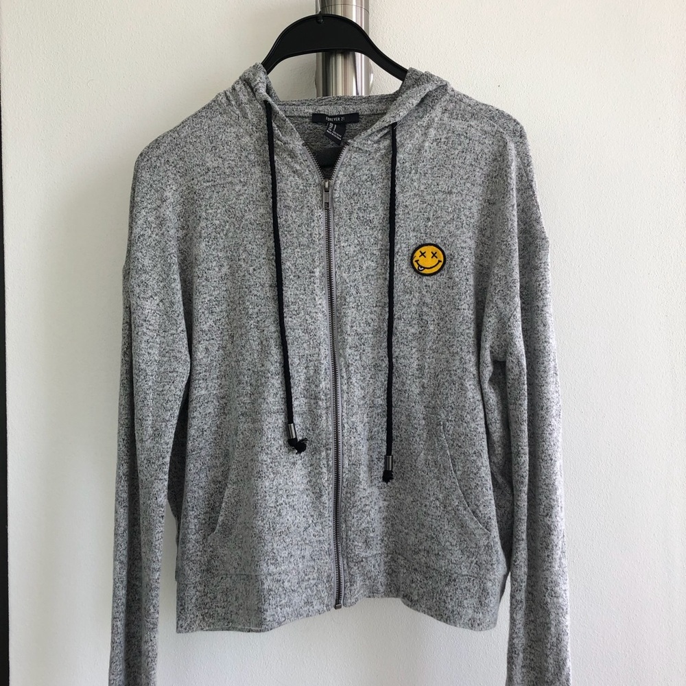 Forever 21 Grey zip-up sweater with hood